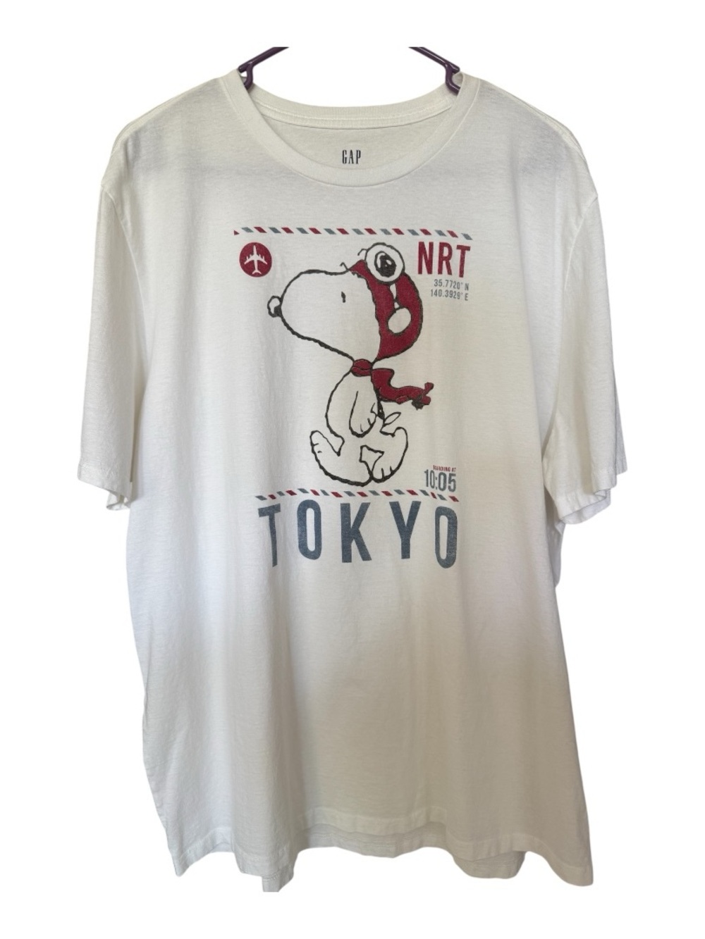 GAP SNOOPY White Crewneck Tee with Navy Logo Size XXL